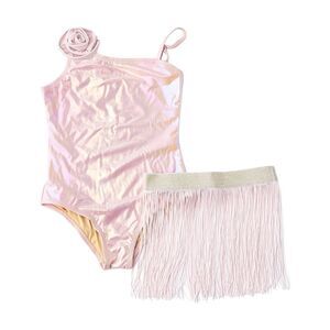 Shade Critters Girls  Girls Metallic One Shoulder Swimsuit, Pink